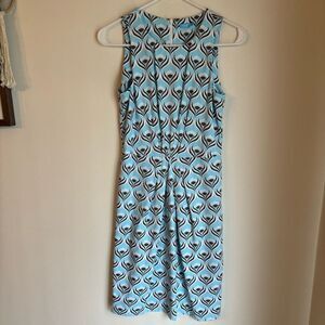 J. McLaughlin women’s paisley front pleated sleeveless blue geometric dress XS!